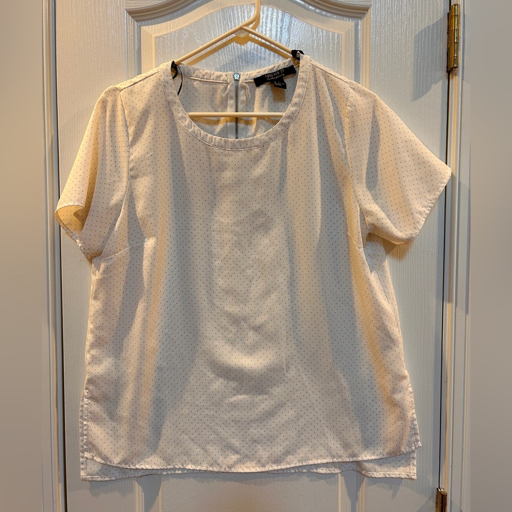 Forever 21 blouse. Size L Cream color with yellow dots. Like new